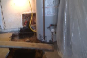 Water heater repair of hot and cold water pipes.